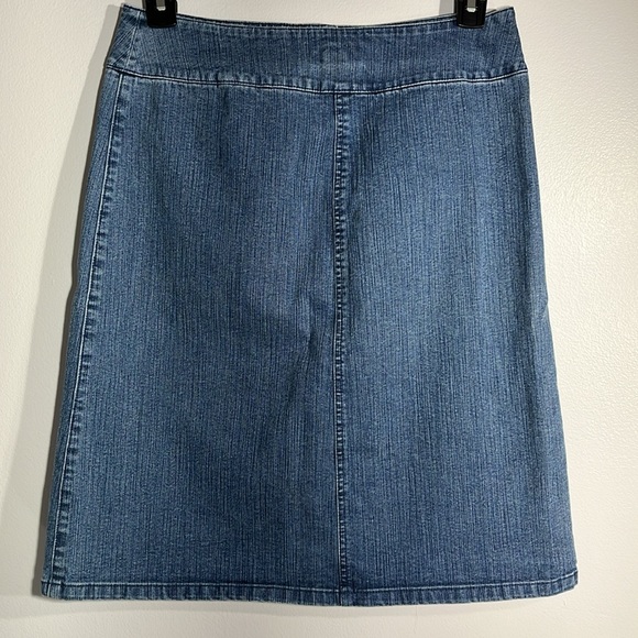 Covington Stone Washed Jean Midi Skirt Stretch Size 10 - Picture 2 of 4
